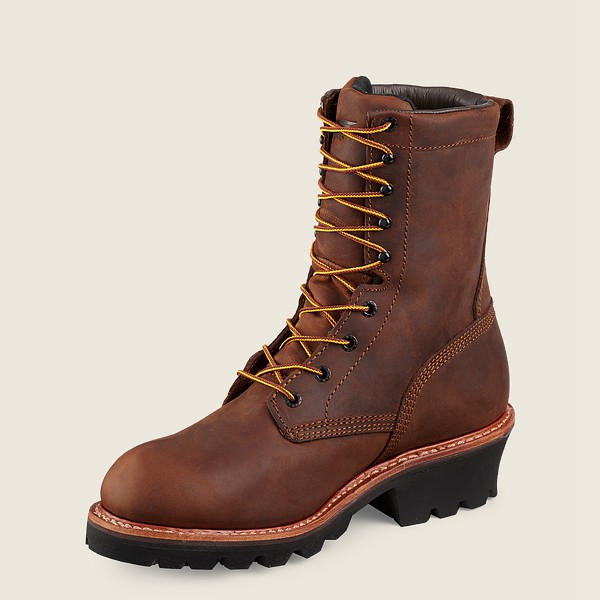 Red Wing Iş Botu Erkek - Loggermax - 9-Inch Insulated Waterproof Soft Toe - Kahverengi - 36LBVNJZG